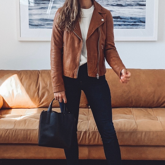 Baccini Tan Vegan Leather Jacket - Picture 5 of 5